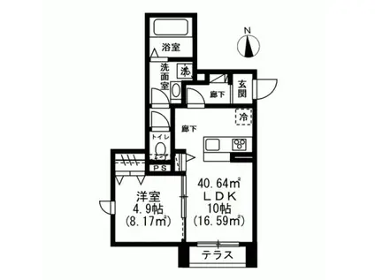 GRAND ESPOIR(1LDK/2階)の間取り写真