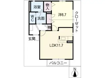 パスィフィーク神明(1LDK/2階)の間取り写真