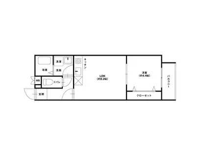 ディアコート守口B棟(1LDK/1階)の間取り写真