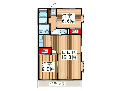 グランドレイクトイダ弐番館(2LDK/2階)の間取り写真