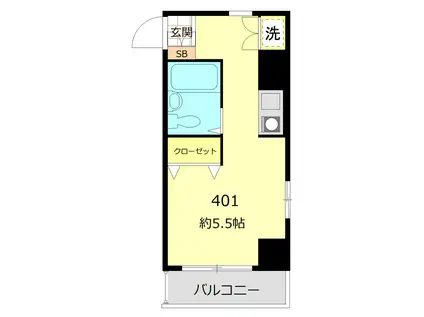 コーポ数納(ワンルーム/4階)の間取り写真