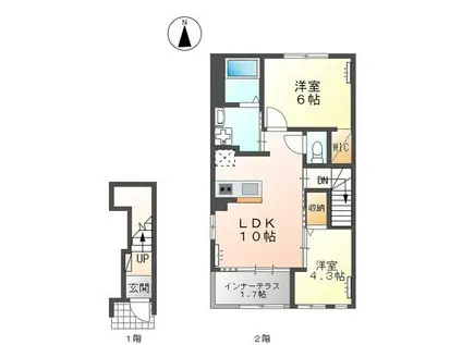 アザレア(2LDK/2階)の間取り写真