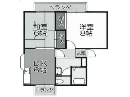 ナイスビュー小杉(2DK/1階)の間取り写真