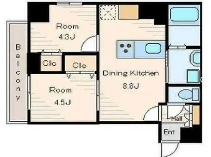 HY´S両国(2DK/9階)の間取り写真