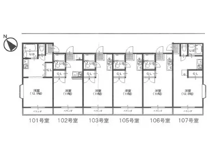 大和コーポラス南行徳(1DK/1階)の間取り写真