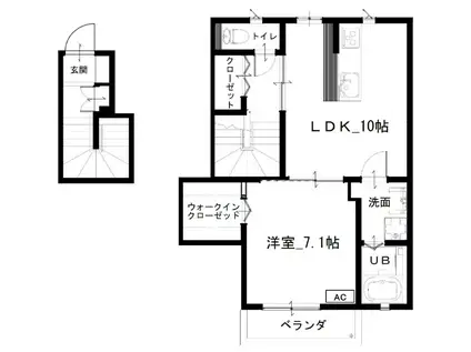 フルール池之尻(1LDK/2階)の間取り写真