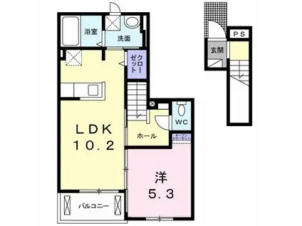 グローヴVI(1LDK/2階)の間取り写真