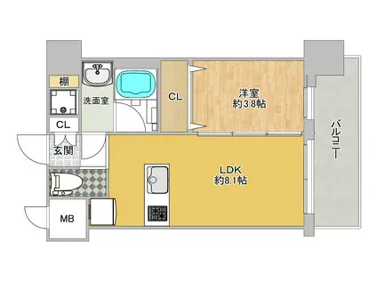 エスタ―ト御幣島(1LDK/7階)の間取り写真