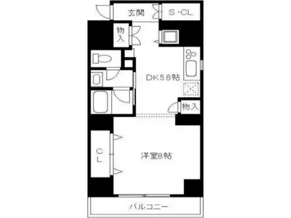 ヴェルデ藤ヶ丘(1DK/8階)の間取り写真