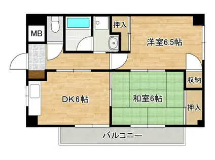 寺西第三ビル(2DK/3階)の間取り写真