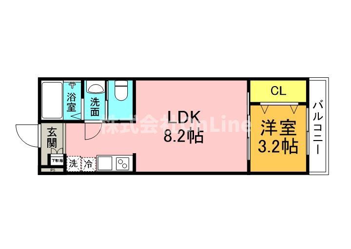 CASA南巽イースト(1LDK/2階)の間取り写真
