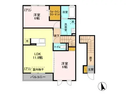 カーサR・T A(2LDK/2階)の間取り写真