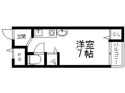 サンライズ長瀬(ワンルーム/3階)の間取り写真