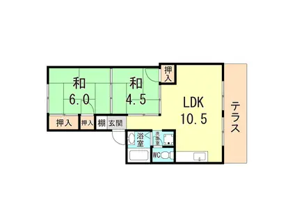 魚住Sハイツ35(2LDK/1階)の間取り写真