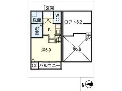 PARK SIDE FUKIAGE(1DK/2階)の間取り写真