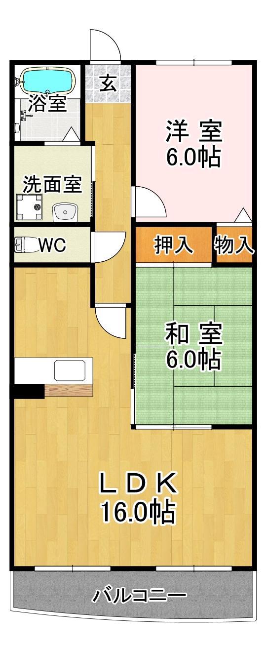 グランドメゾン池上II(2LDK/2階)の間取り写真