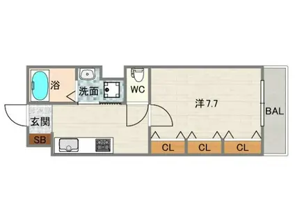 FUMOSE西田辺(1K/6階)の間取り写真