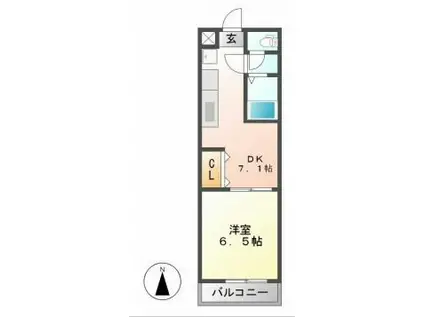サンフェスタ入会(1DK/2階)の間取り写真