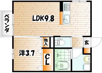 DROOM熊本(1LDK/2階)の間取り写真