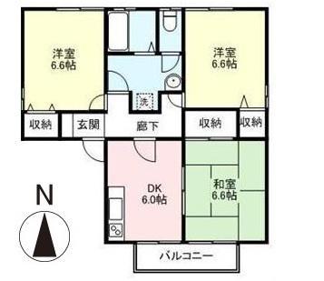 グリーンピアハイツA・B(3DK/2階)の間取り写真