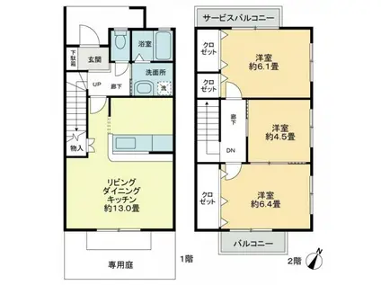 MUSEA八幡B(3LDK/1階)の間取り写真