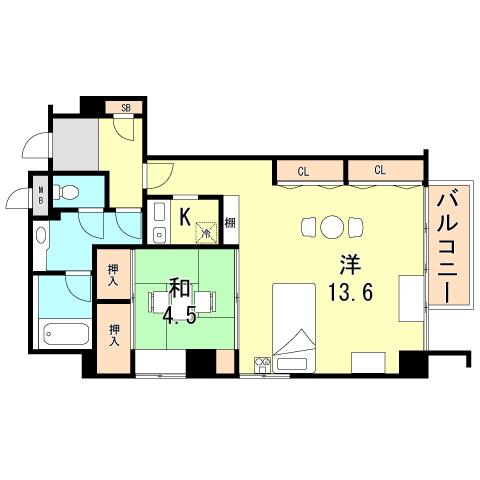 ルーア芦屋(2K/3階)の間取り写真