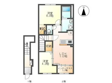 LE CIEL(2LDK/2階)の間取り写真