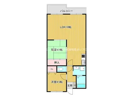 リバージュⅠ(2LDK/3階)の間取り写真