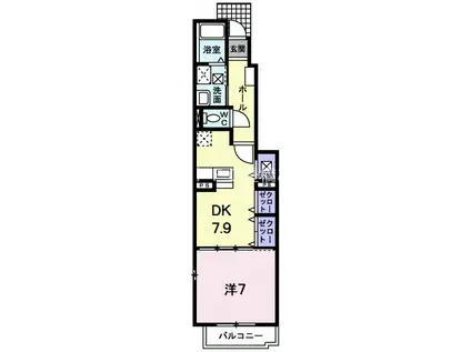 パーク・イーストII(1DK/1階)の間取り写真