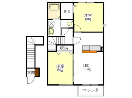 サニーレジデンス A・B(2LDK/2階)の間取り写真