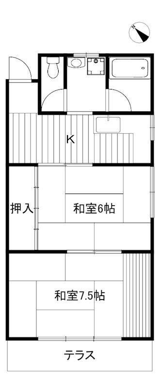 ライブビラ徳丸(2K/1階)の間取り写真