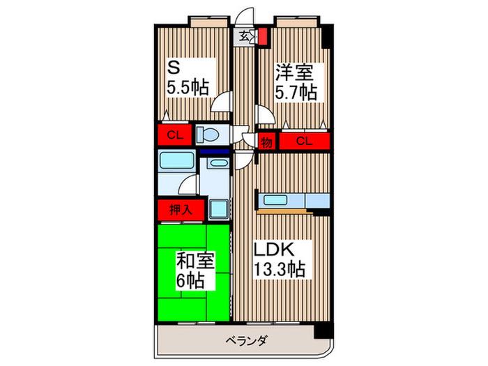 リベルテ戸田(2SLDK/4階)の間取り写真