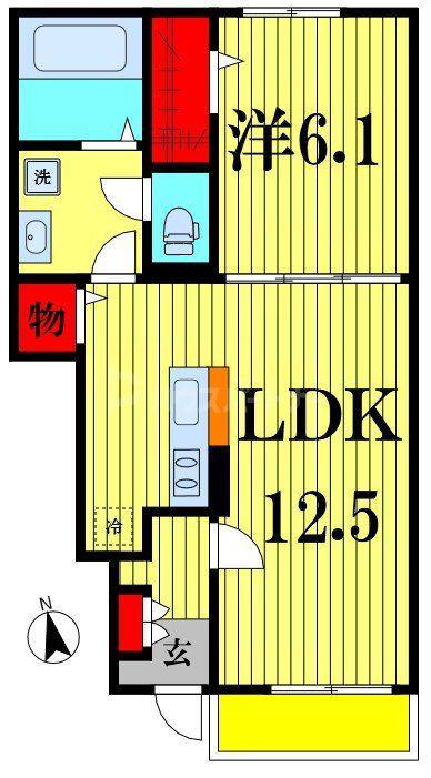 MIYANOMAE554(1LDK/1階)の間取り写真