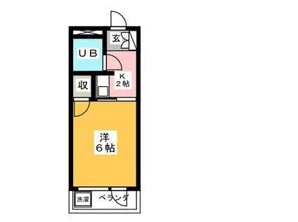 パールハイム(1K/2階)の間取り写真
