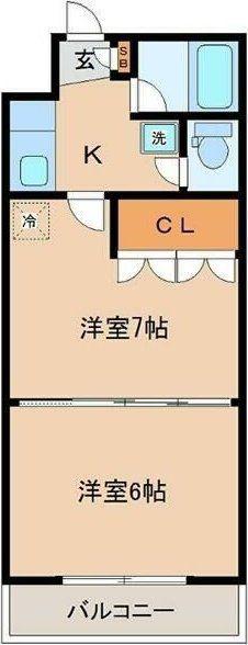 イーグルハイツ萩野町(2K/5階)の間取り写真