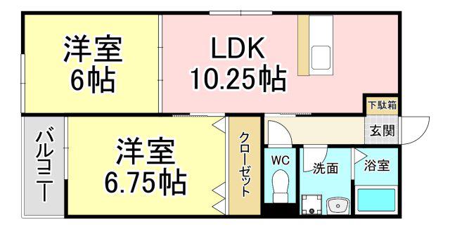 エルソル茶屋町(2LDK/3階)の間取り写真