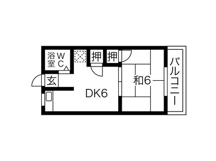 ユニハイツII(1DK/1階)の間取り写真