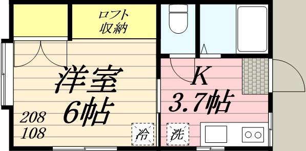 第9レジデンス(1K/2階)の間取り写真