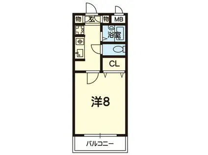 ペルソネ祇園(1K/1階)の間取り写真