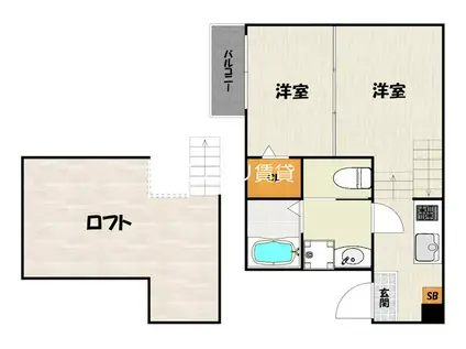 春町三丁目コーポ(2K/1階)の間取り写真