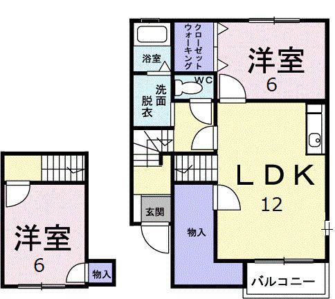 アンソレイエハイム(2LDK/2階)の間取り写真