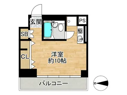 パーキーK(1K/4階)の間取り写真