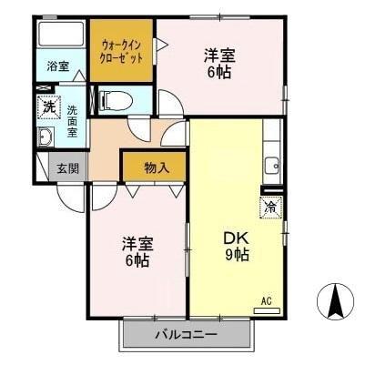 グランデ・カノン(2DK/2階)の間取り写真