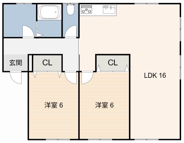 メゾンひろみ(2LDK/1階)の間取り写真
