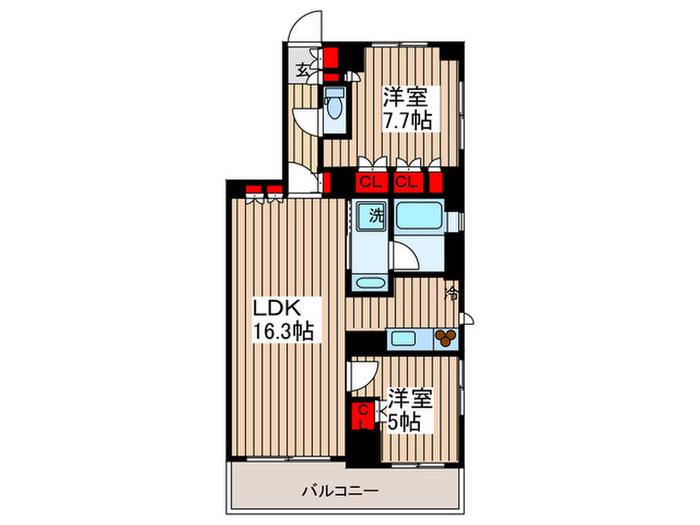 エスティメゾン豊洲レジデンス(2LDK/3階)の間取り写真