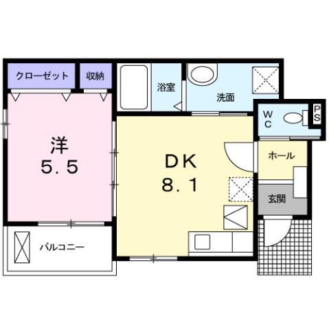 サニーコート城山(1DK/1階)の間取り写真