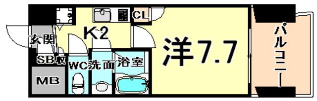 西宮ルモンド甲子園(1K/6階)の間取り写真