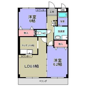 フォレストスクエア シバタ(2LDK/3階)の間取り写真