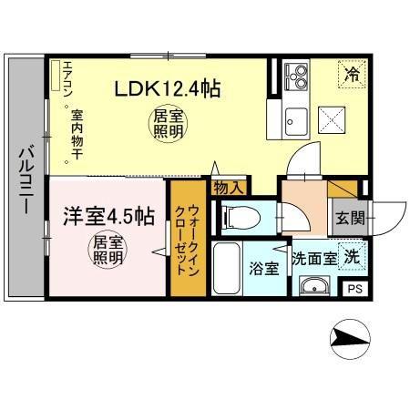 ハルメゾン三の丸(1LDK/1階)の間取り写真