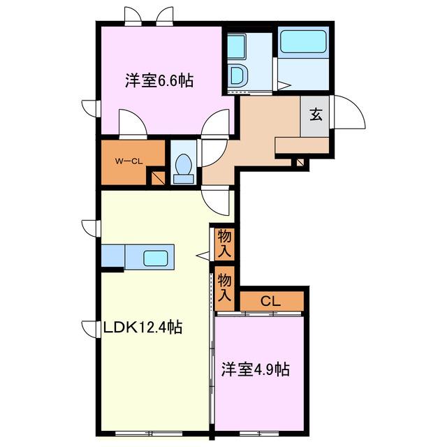 ピュアヌーブ(2LDK/1階)の間取り写真